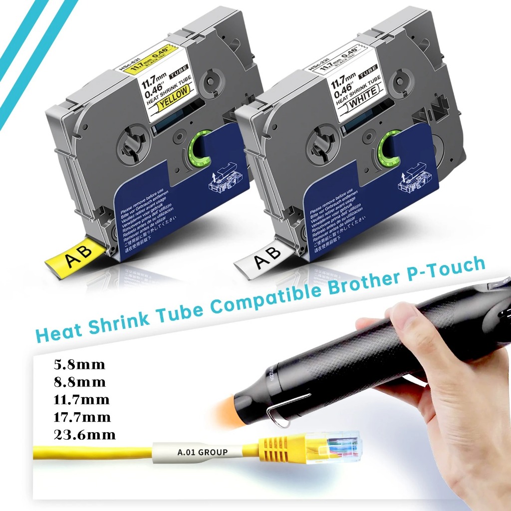 เทปฮีทซิงค์ 5.8 8.8 11.7 มม. สําหรับเครื่องพิมพ์ฉลาก Brother hse Tape hse231 hse211 hse221 hse241 hse251 hse631 hse621 hse611 hse651 hse-231