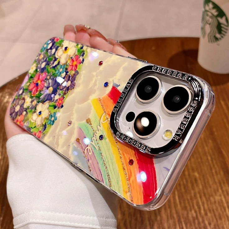 【With diamond lens Film/Hard case/colorful】เคส compatible for iPhone 11 12 13 14 15 pro max case