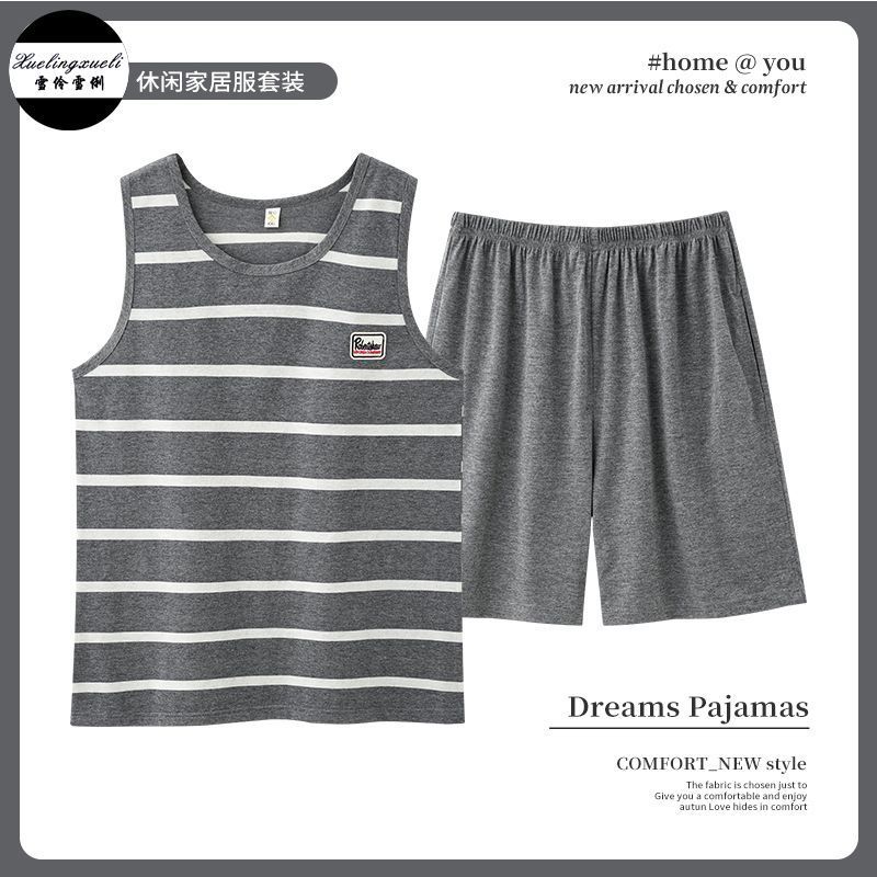 Pajama Set, High-end L-4XL Men's Pajamas, Cute Korean Pajamas Men's Nightwear Men Shorts + T-Shirts ชุดนอน y Factory