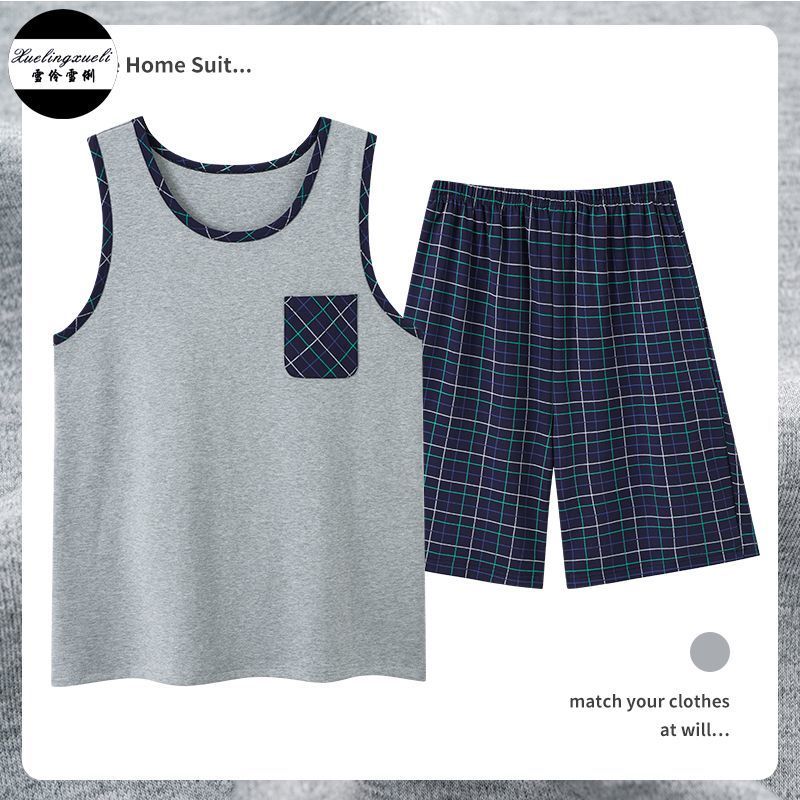 Pajama Set, High-end L-4XL Men's Pajamas, Cute Korean Pajamas Men's Nightwear Men Shorts + T-Shirts ชุดนอน y Factory