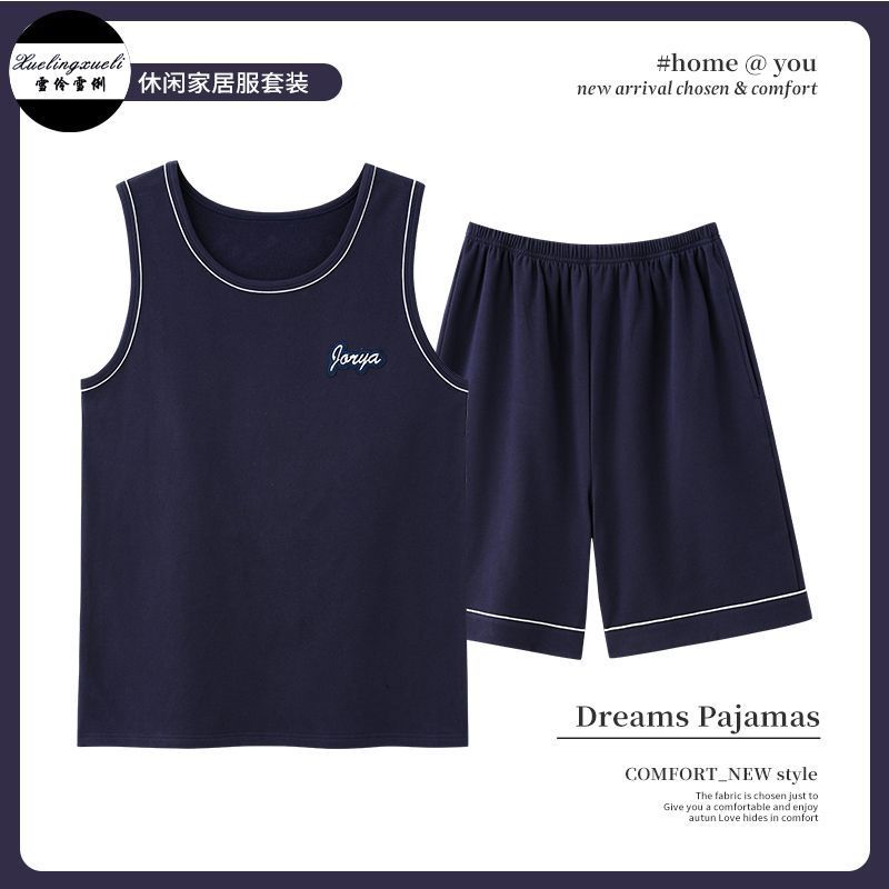 Pajama Set, High-end L-4XL Men's Pajamas, Cute Korean Pajamas Men's Nightwear Men Shorts + T-Shirts ชุดนอน y Factory