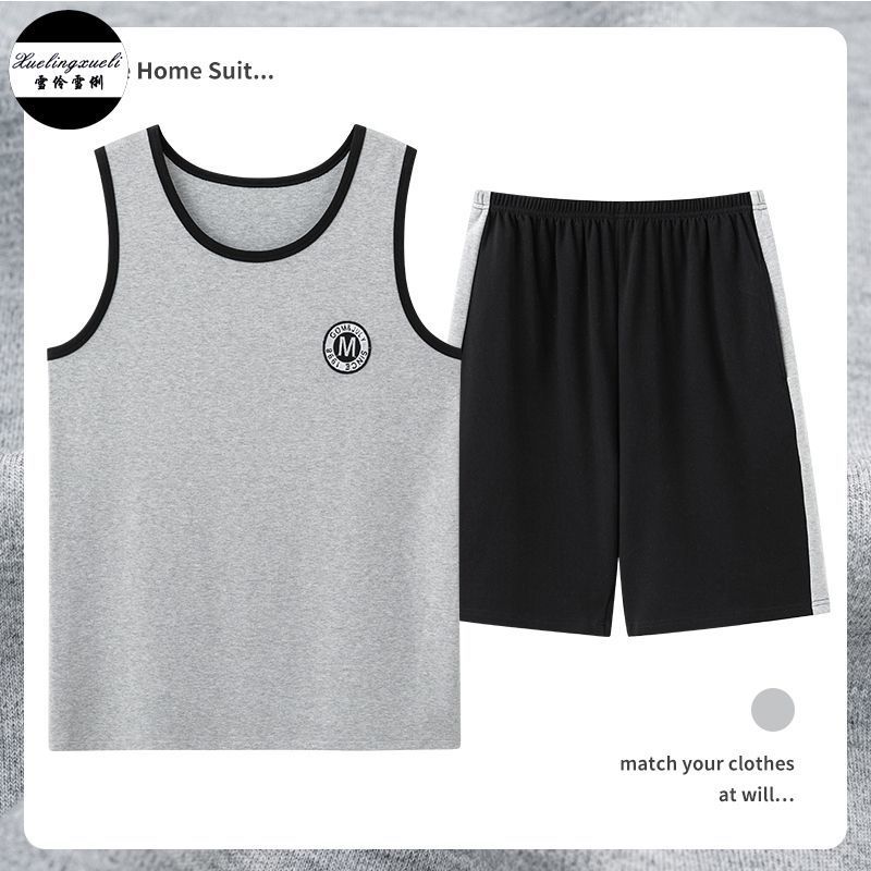 Pajama Set, High-end L-4XL Men's Pajamas, Cute Korean Pajamas Men's Nightwear Men Shorts + T-Shirts ชุดนอน y Factory