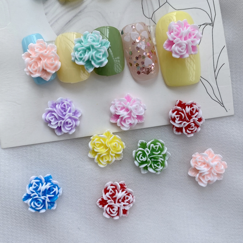 ใหม่ ดอกคามิเลีย ดอกกุหลาบ 3D DIY สําหรับตกแต่งเล็บ 30 ชิ้น - รูปที่ 2