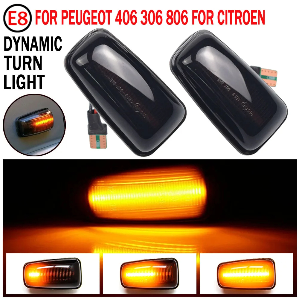 กระพริบรถเลี้ยวไฟสัญญาณด้านข้าง LED แนวนอนเหมาะสําหรับ Peugeot 306 106 406 806 Citroen XM ZX Break X