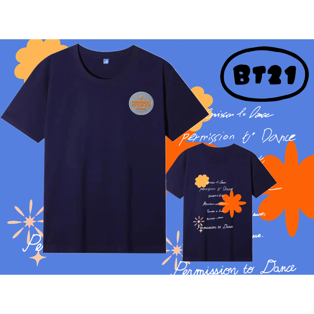 เสื้อยืดคอกลม ผ้าฝ้ายแท้ พิมพ์ลาย Bts