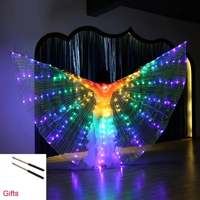 เสื้อคลุมเต้นรํา LED เรืองแสง รูปปีกผีเสื้อ สําหรับผู้ใหญ่ การแสดงบนเวที เต้นรํา ปาร์ตี้