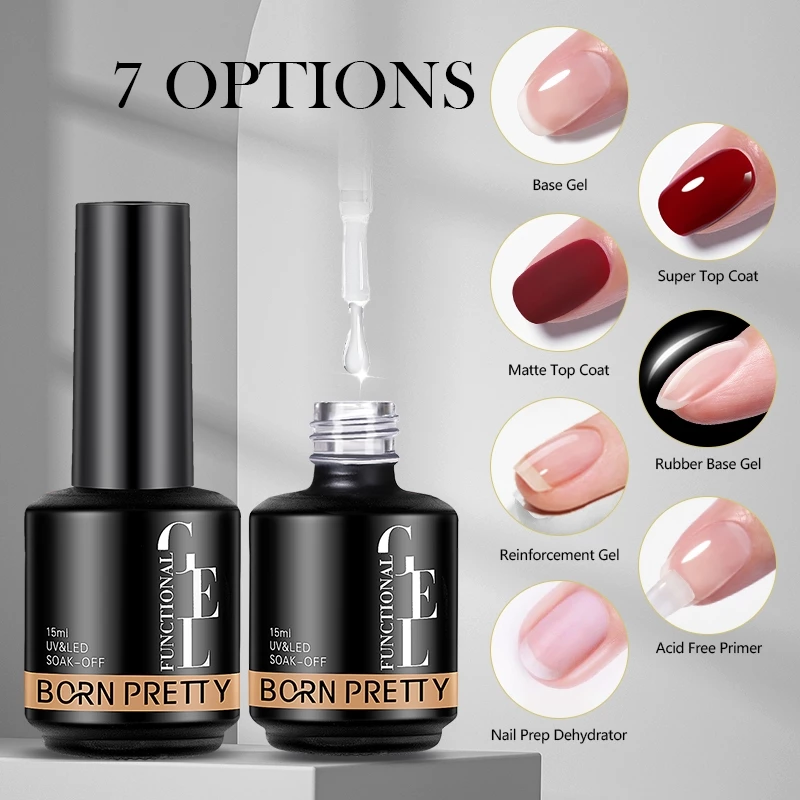 Born PRETTY เจลทาเล็บ เนื้อแมตต์ 15 มล. ท็อปโค้ดสีเจล เบสเล็บเจล