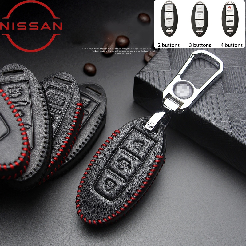 เคสกุญแจรีโมทรถยนต์ แบบหนัง 2 3 4 ปุ่ม สําหรับ Nissan Almera Navara X-Trail