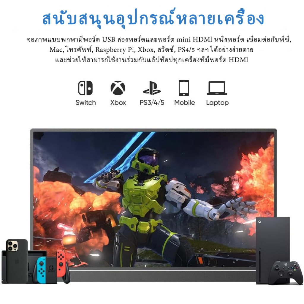 JSHIX จอพกพา 1080P จอมอนิเตอร์ 1920*1080 จอเสริม notebook portable monitor จอทัชสกรีน FHD จอคอม 15.6 นิ้ว จอภาพแบบพกพา MINI monitor จอคอม 60/144Hz จอ พกพา สําหรับ Switch XBOX PS4 โทรศัพท์มือถือ แล็ปท็อป