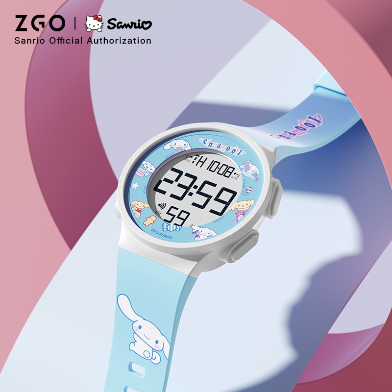 ZGO Sanrio นาฬิกาข้อมืออิเล็กทรอนิกส์ กันน้ํา ลายสุนัขคิตตี้ ขนาดใหญ่ สําหรับเด็กผู้หญิง นักเรียน 8551