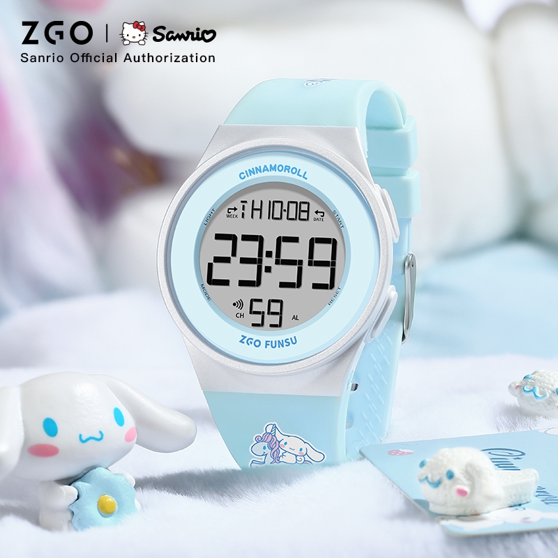 ZGO Sanrio นาฬิกาข้อมืออิเล็กทรอนิกส์ กันน้ํา ลายสุนัขคิตตี้ ขนาดใหญ่ สําหรับเด็กผู้หญิง นักเรียน 8551