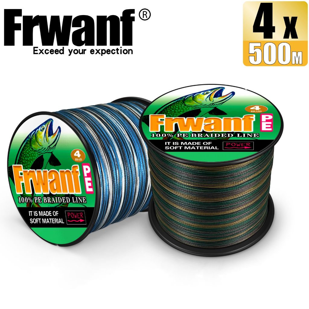 Frwanf 4 Strands 500M สายตกปลาถัก PE สายลายพราง Camo PE Line