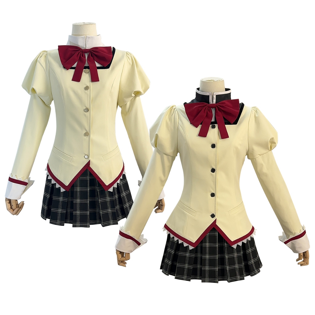 Holoun Puella Magi Madoka Magica คอสเพลย์เครื่องแต่งกายมังงะอะนิเมะสีขาวหรือสีดําเสื้อชุด