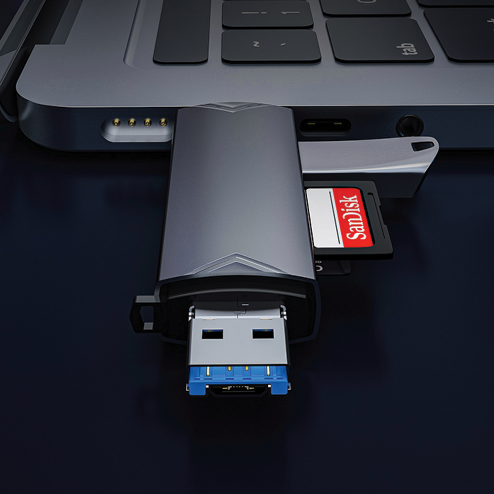 6 in 1 SD TF Card Reader เครื่องอ่านการ์ดหน่วยความจำความเร็วสูง Adapter Type C USB 3.0 OTG Card Reader