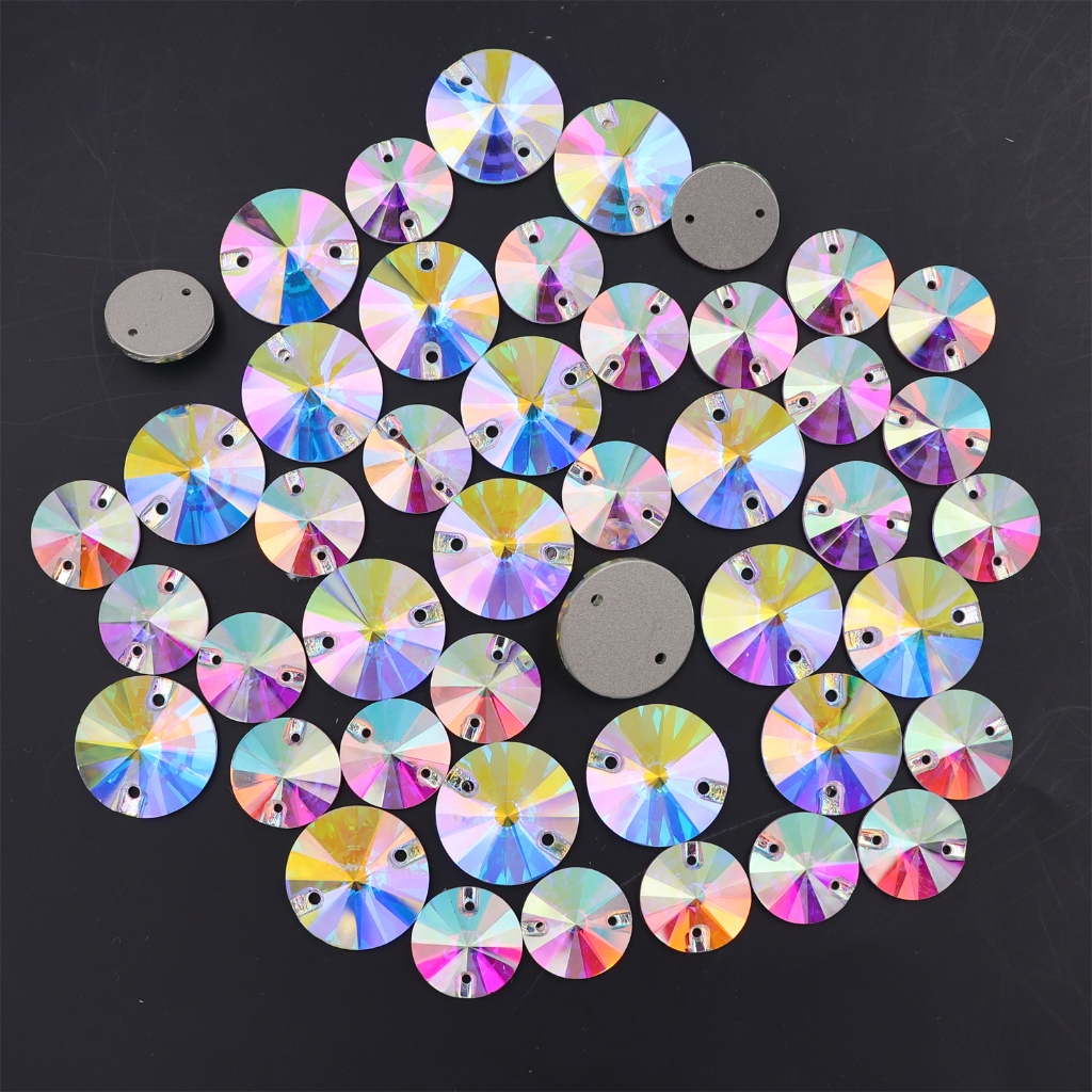 เย็บบน Rhinestones คริสตัล AB ลูกปัดแก้ว Flatback หินสีขาวสําหรับแต่งตัว