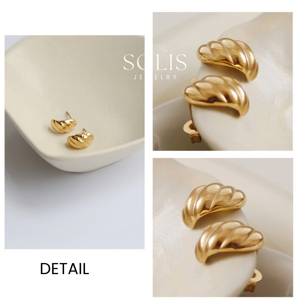 Twist Braided Croissant Stud ต่างหู • กันน้ํา Non-Tarnish Hypoallergenic แฟชั่นโพสต์สติ๊กต่างหูเอียร์บัดสําหรับผู้หญิง ER380 - รูปที่ 4