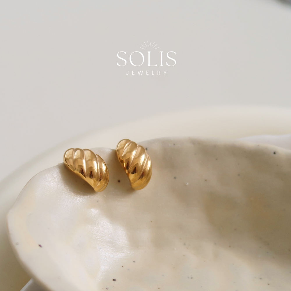 Twist Braided Croissant Stud ต่างหู • กันน้ํา Non-Tarnish Hypoallergenic แฟชั่นโพสต์สติ๊กต่างหูเอียร์บัดสําหรับผู้หญิง ER380 - รูปที่ 5