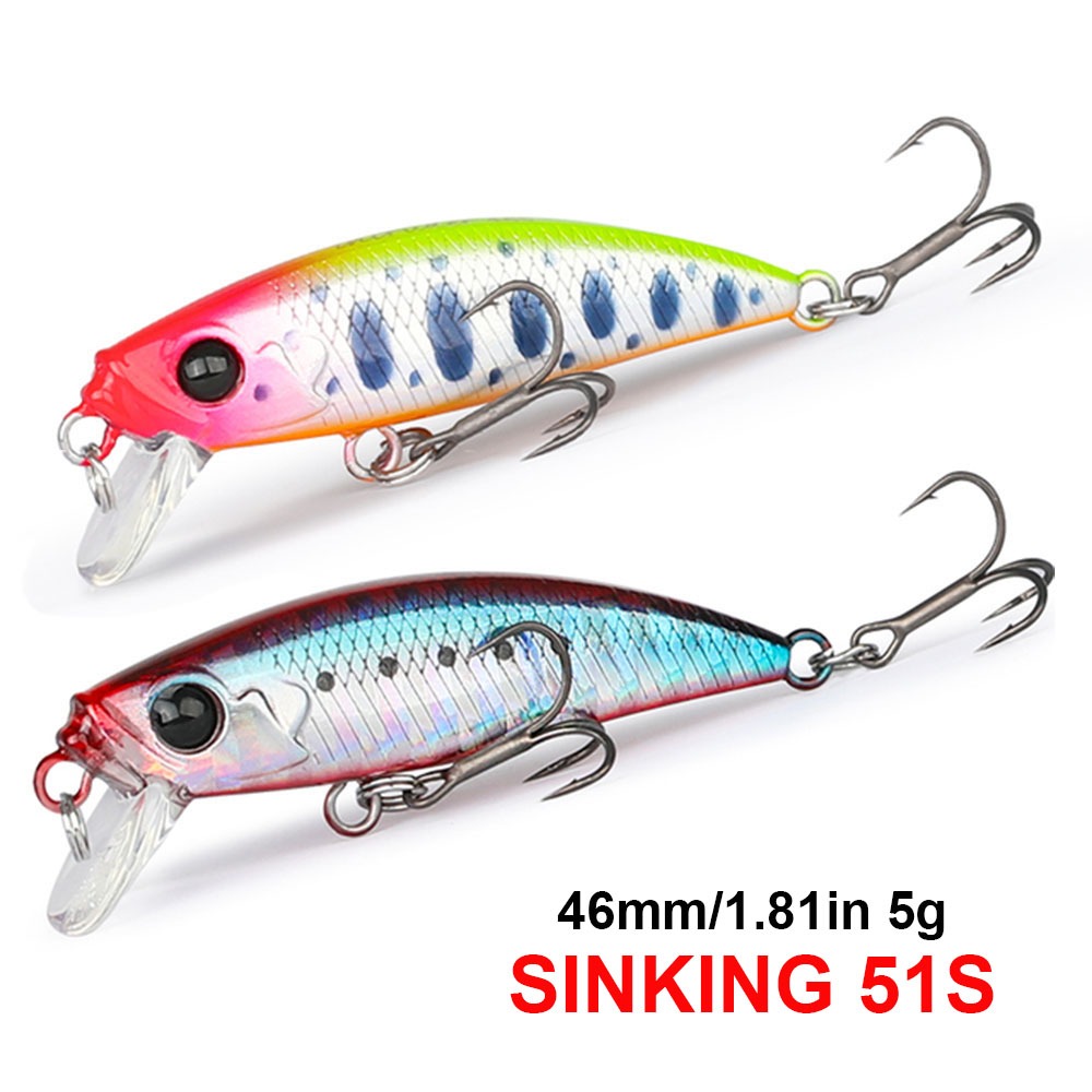 Sinking Minnow Fishing Lure Intruder 46S 46 มม.5g ปลาเทราท์ประดิษฐ์ Ajing Stream Lake Hard เหยื่อ Jerkbait Bass Pike เหยื่อ