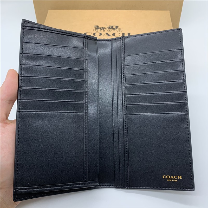 Coach F74599 กระเป๋าสตางค์ ใบยาว หนังแท้ ทรงคลัทช์ ใส่เหรียญได้ สําหรับผู้ชาย