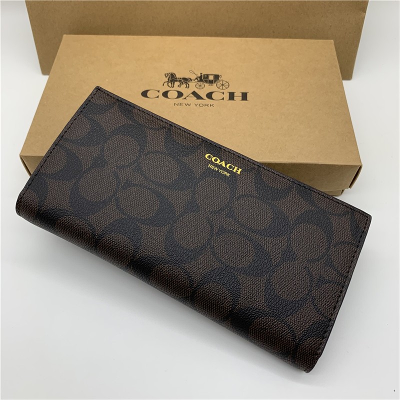 Coach F74599 กระเป๋าสตางค์ ใบยาว หนังแท้ ทรงคลัทช์ ใส่เหรียญได้ สําหรับผู้ชาย