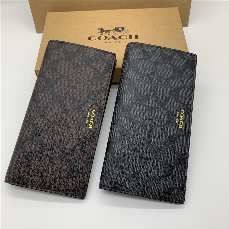 Coach F74599 กระเป๋าสตางค์ ใบยาว หนังแท้ ทรงคลัทช์ ใส่เหรียญได้ สําหรับผู้ชาย