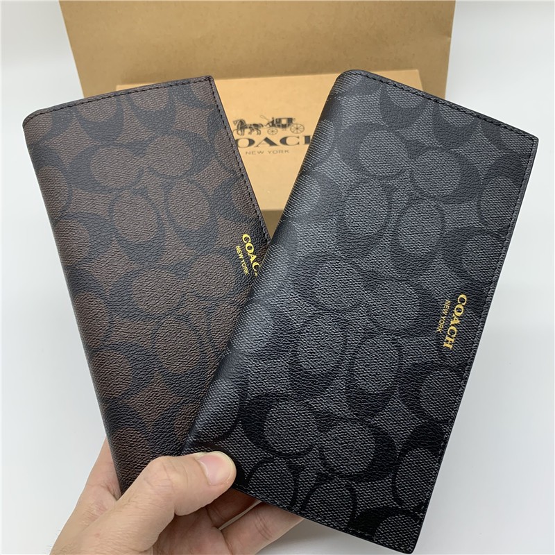 Coach F74599 กระเป๋าสตางค์ ใบยาว หนังแท้ ทรงคลัทช์ ใส่เหรียญได้ สําหรับผู้ชาย