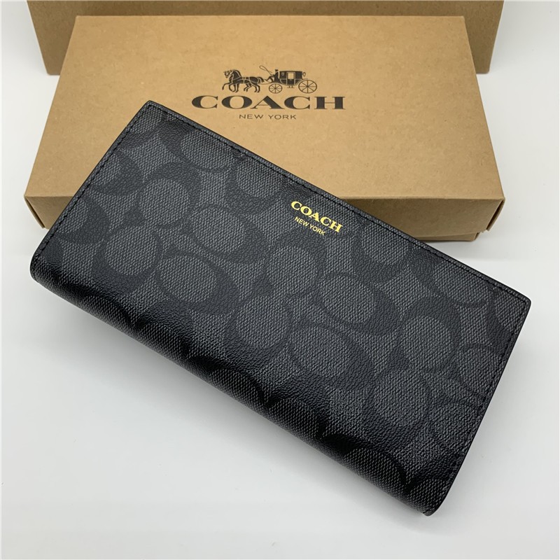 Coach F74599 กระเป๋าสตางค์ ใบยาว หนังแท้ ทรงคลัทช์ ใส่เหรียญได้ สําหรับผู้ชาย