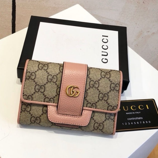 Gucci กระเป๋าสตางค์หนังแท้ พับได้ อเนกประสงค์ คุณภาพสูง แฟชั่นสําหรับผู้หญิง