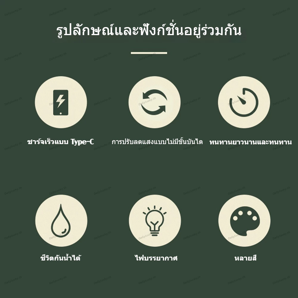 ตะเกียงเจ้าพายุ LED แบบพกพา โคมไฟแคมป์ปิ้งชาร์จไฟได้ thumbnail 4