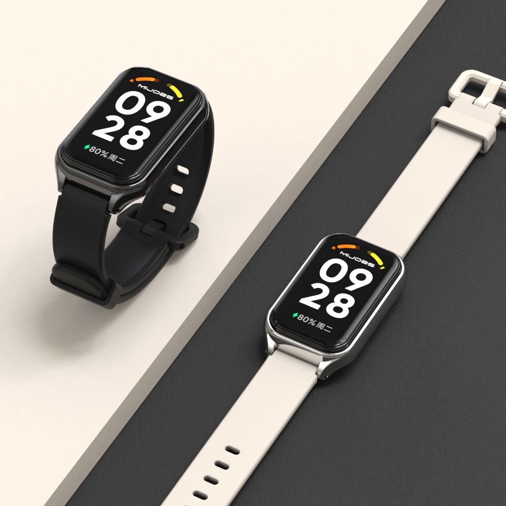 MIJOBS for Xiaomi Mi Band 8 Active สายนาฬิกาข้อมือ ซิลิโคน โลหะ กันน้ํา ใส่สบาย ทนทาน แบบเปลี่ยน สําหรับ for Redmi Band 2