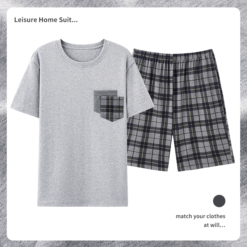 Large Size Pajamas ชุดเซ็ท, Short Sleeved Pajamas Men's pajamas