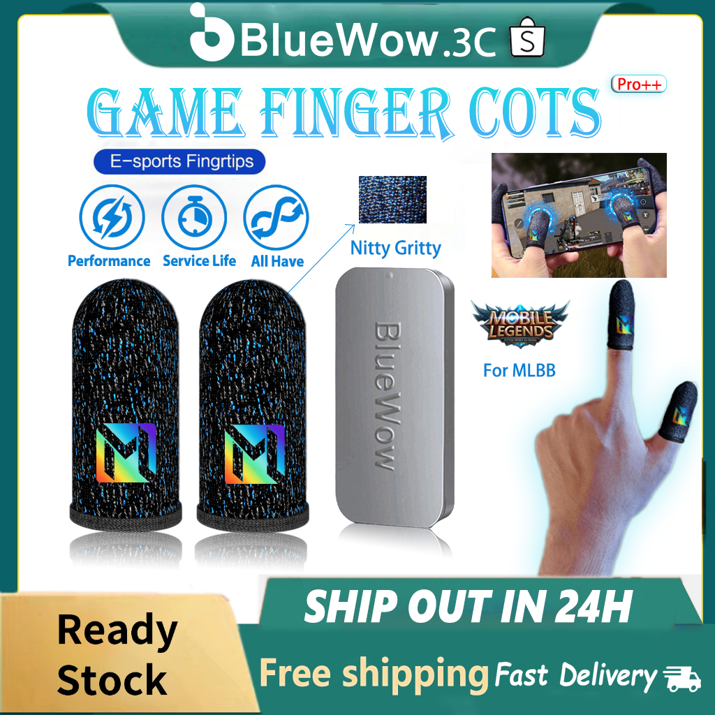 Bluewow ถุงมือเกมที่ก้าวหน้า ฝานิ้วมือ MLBB ที่มีความทนทานและทนทานเหงื่อ ฝนนิ้วมือหน้าจอสัมผัส เหมาะสำหรับ PUBG