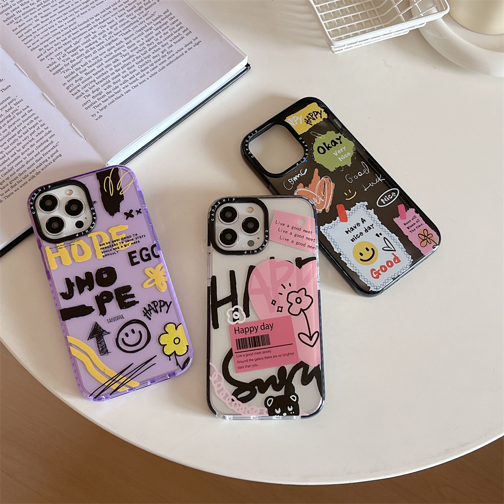 สําหรับiphone 16 14 15 Pro Max Happy Daysสติกเกอร์iPhone 12 13 Pro Max 7/8Plus/X/XR/Xs Max Soft TPUสําหรับiPhone 11 เคสกันกระแทกiPhone 14 15 Plus Clear Case