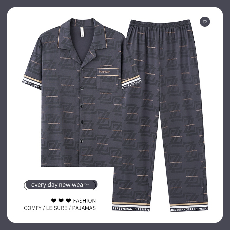 Korean Style Men's Pajamas, Pajamas Pants, Elastic Waist, Men's Nightwear, Long Casual Pants with El