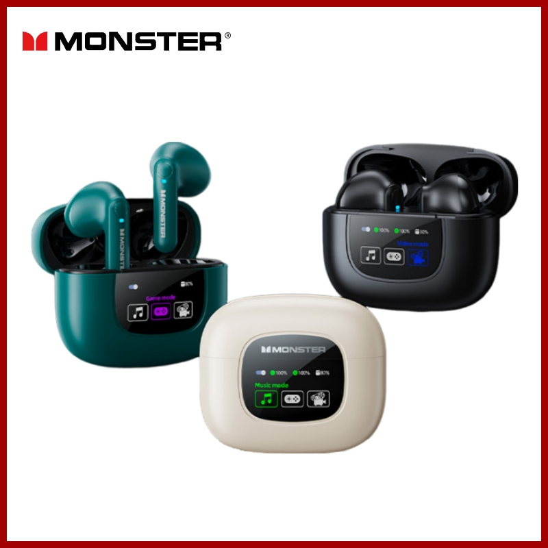 Monster XKT20 หูฟังบลูทูธ สามโหมด แบตเตอรี่ TWS หน้าจอแสดงผลสี หูฟังตัดเสียงรบกวน