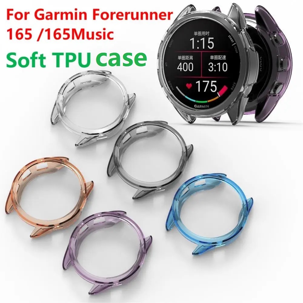 เคสกรอบป้องกัน สําหรับ Protector Frame Case เคส Garmin Forerunner 165 Case Smart watch soft TPU เคส Garmin Forerunner 165 Music Case cover protective เคส Garmin 165 Case bumper watch accessories