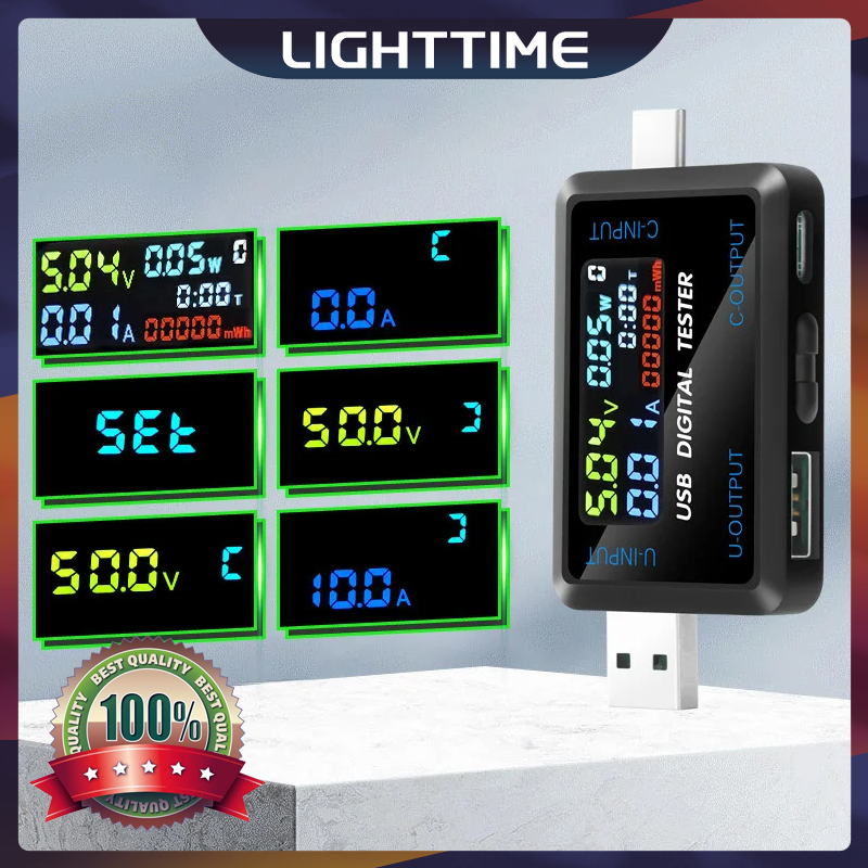 10-in-1 เครื่องทดสอบ Type-C USB มัลติฟังก์ชั่น จอแสดงผลดิจิตอล DC 4.5~36V แรงดันไฟฟ้า แอมมิเตอร์ มิเตอร์ พาวเวอร์แบงค์ ที่ชาร์จ ตัวบ่งชี้