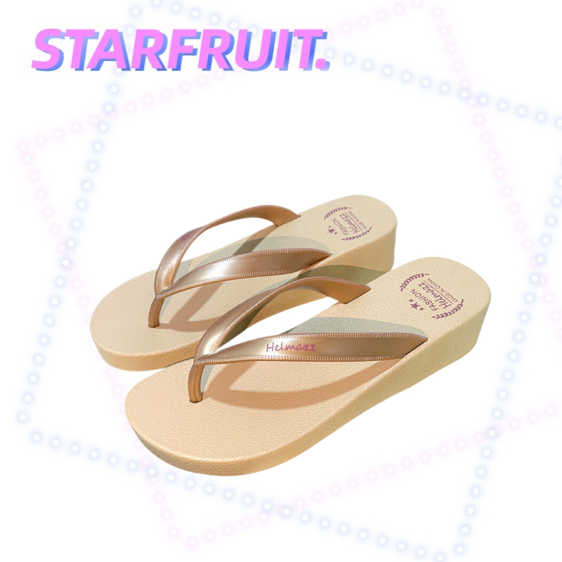 STARFRUIT รองเท้าแตะฟลิปฟลอป พื้นหนา สีพื้น เหมาะกับเดินชายหาดกลางแจ้ง สําหรับผู้หญิง
