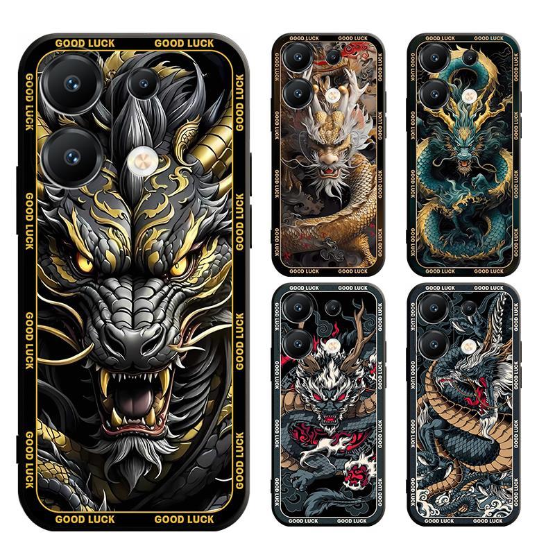 เคส xiaomi POCO X6 F5 M5s X5 F4 C65 GT PRO 5G โทรศัพท์มือถือแบบนิ่ม ผิวด้าน ลายมังกร สีดํา สําหรับ