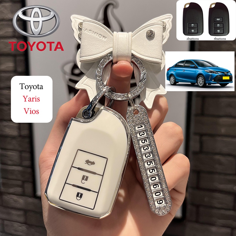 เคสกุญแจรีโมทรถยนต์ Tpu ประดับโบว์ 2 3 ปุ่ม สําหรับ Toyota Yaris Vios