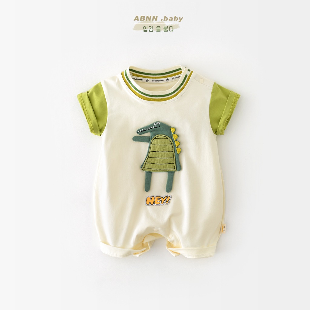 ทารกแรกเกิดromper Boyเสื้อแขนสั้นไดโนเสาร์ปักเด็กทารกฤดูร้อนJumpsuit