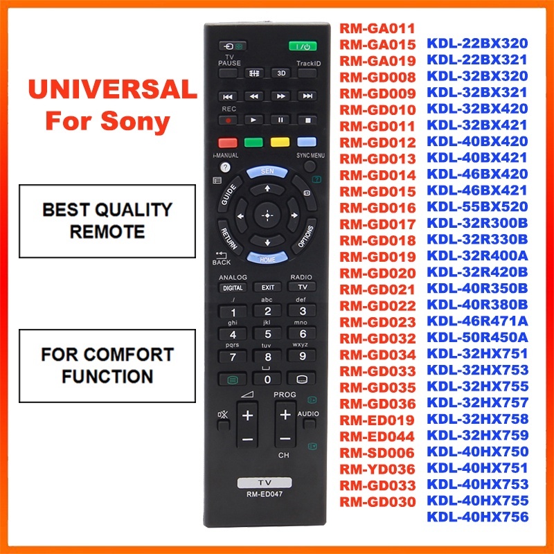 รีโมตคอนโทรลสําหรับสมาร์ททีวี SONY รุ่น RM-ED047 RM-GD020 RM-GD021/GD023/GD026/GD027/GD028