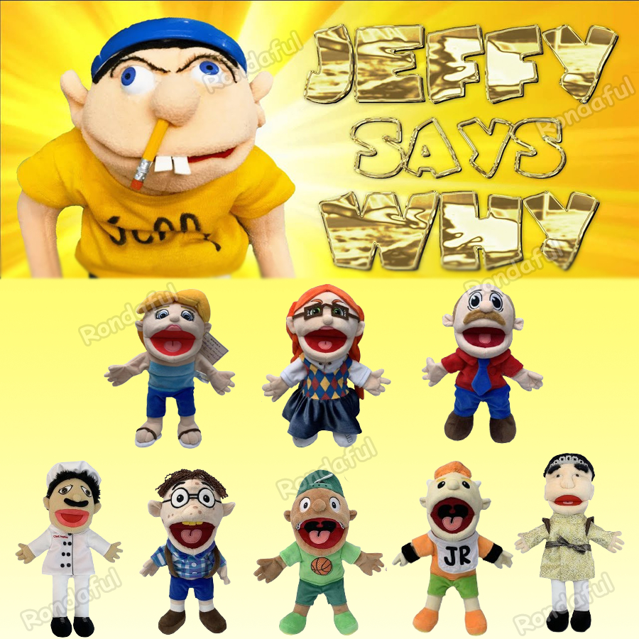 Jeffy Hand Puppets Toy ตุ๊กตาครอบครัวของ Jeffy พร้อมตุ๊กตาแบบโต้ตอบปากที่สามารถเคลื่อนย้ายได้สําหรับ