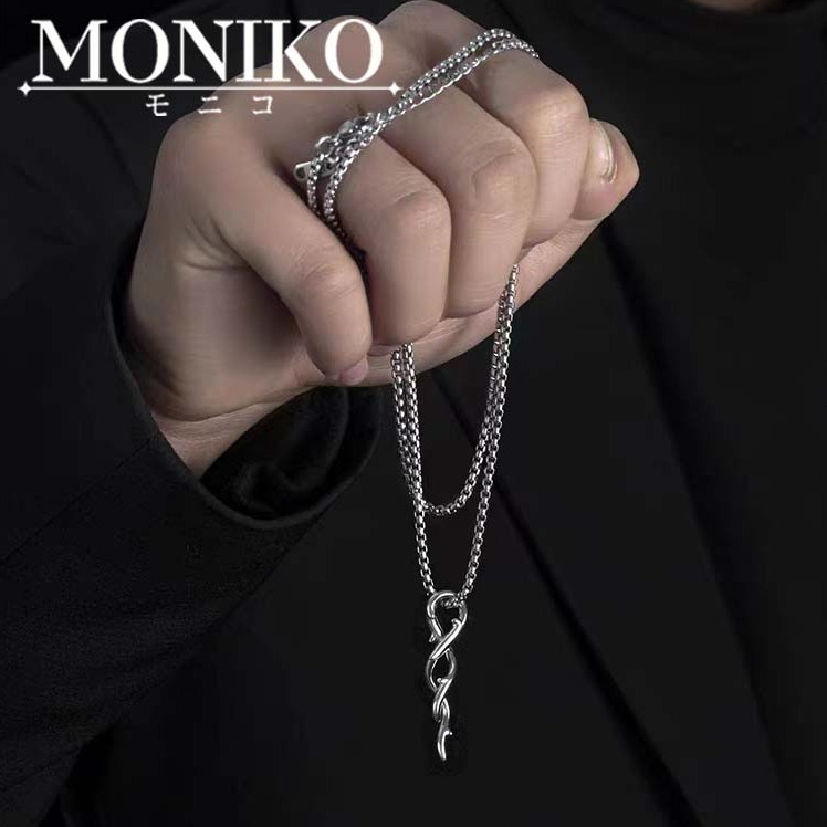 MONIKO สร้อยคอจี้หนาม เงินสเตอร์ลิง 925 การออกแบบสไตล์ฮิปฮอป ไม่จำกัดเพศ ห่วงโซ่กระดูกไหปลาร้า สร้อยคอจี้