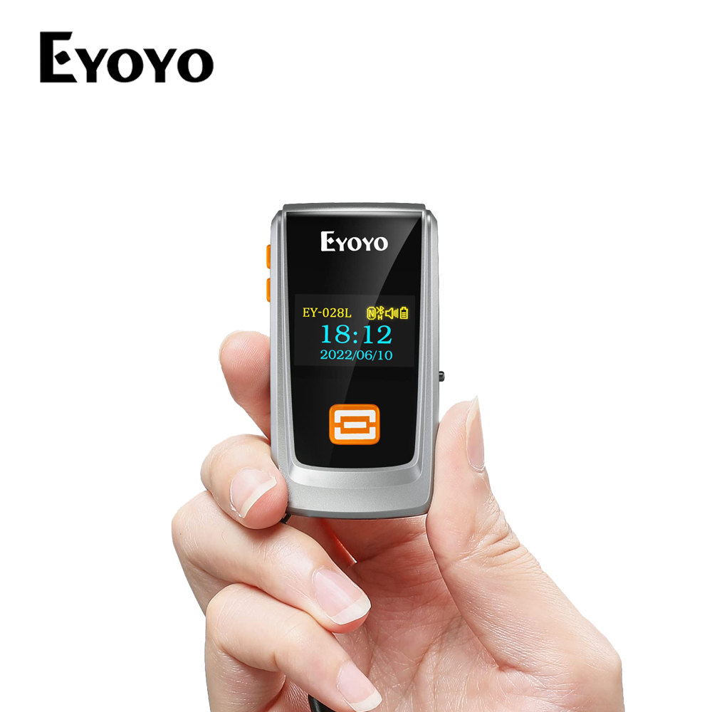Eyoyo เครื่องสแกนบาร์โค้ดบลูทูธไร้สาย หน้าจอ LCD 1D แบบพกพา สําหรับห้องสมุด iPhone iPad Andro