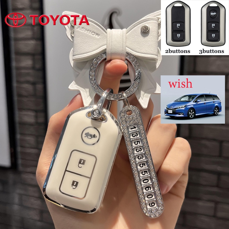 Toyota Wish 2004-2009 เคสกุญแจรถ พวงกุญแจโบว์ 2,3 ปุ่ม เคสกุญแจ TPU