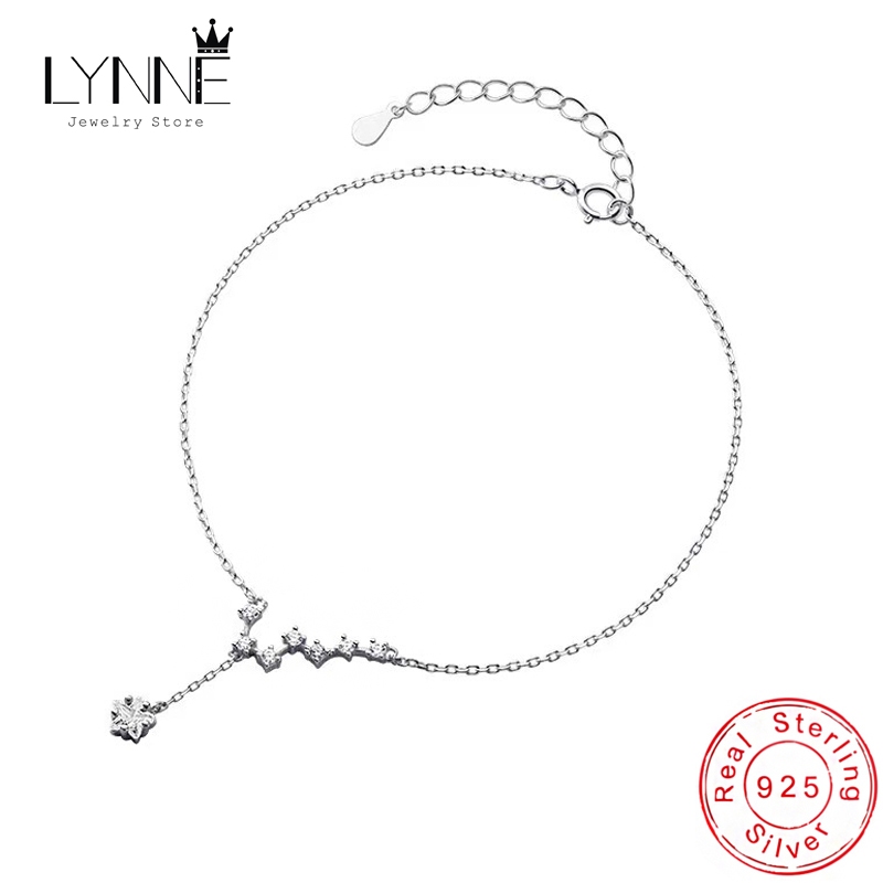 Lynne สร้อยข้อเท้า เงินแท้ 925 จี้รูปดาว ประดับเพทาย พลอยเทียม เซ็กซี่ เครื่องประดับแฟชั่น สําหรับผู้หญิง