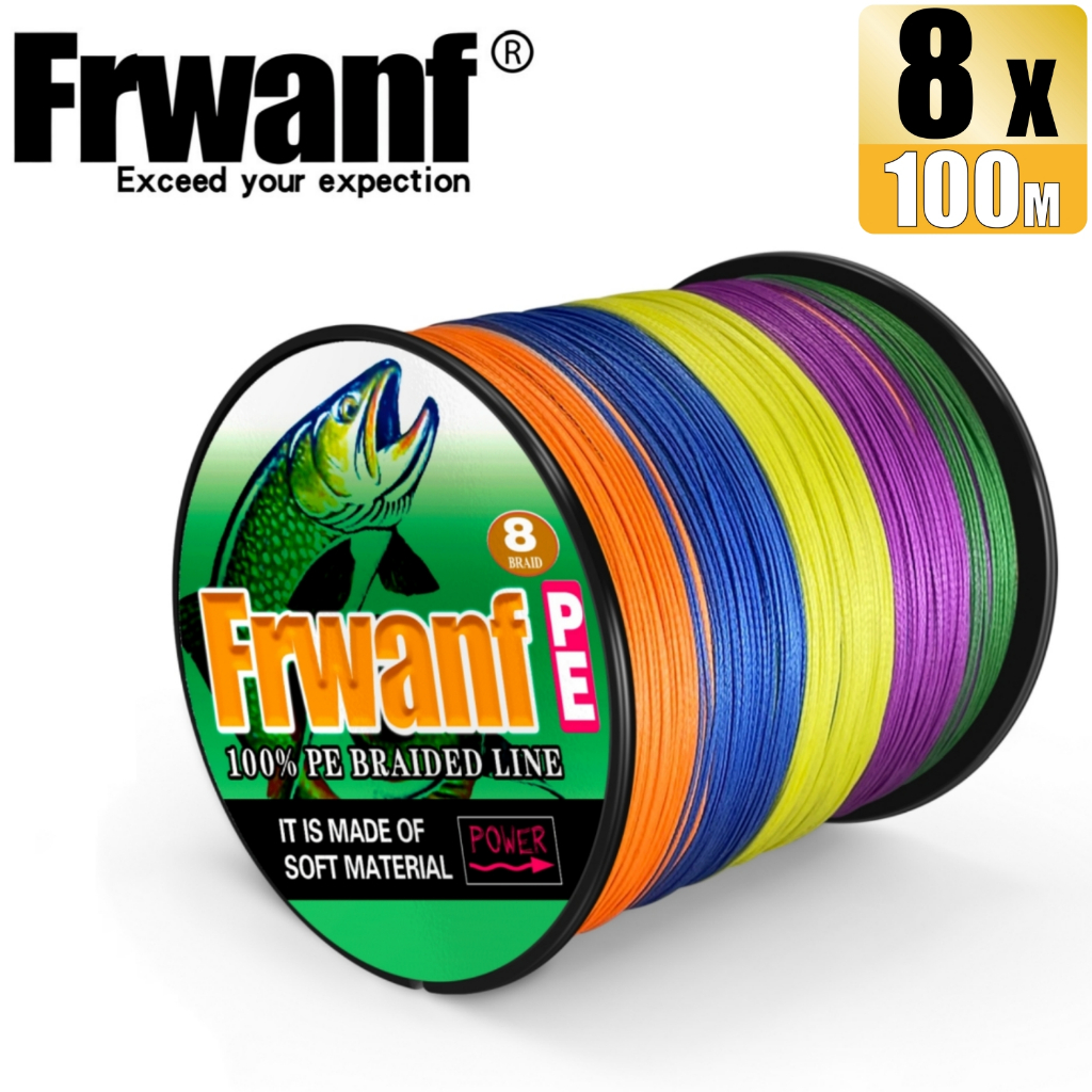 Frwanf 100M 8 Strands 6-300LB สายตกปลาถักหลากสี Braid X8 สาย PE สายตกปลา