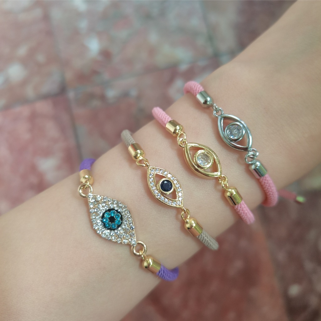 Dainty Devils eye Bracelet zircon Evil Eye Bracelet Blessed lucky charm สร้อยข้อมือสําหรับผู้หญิงของขวัญ