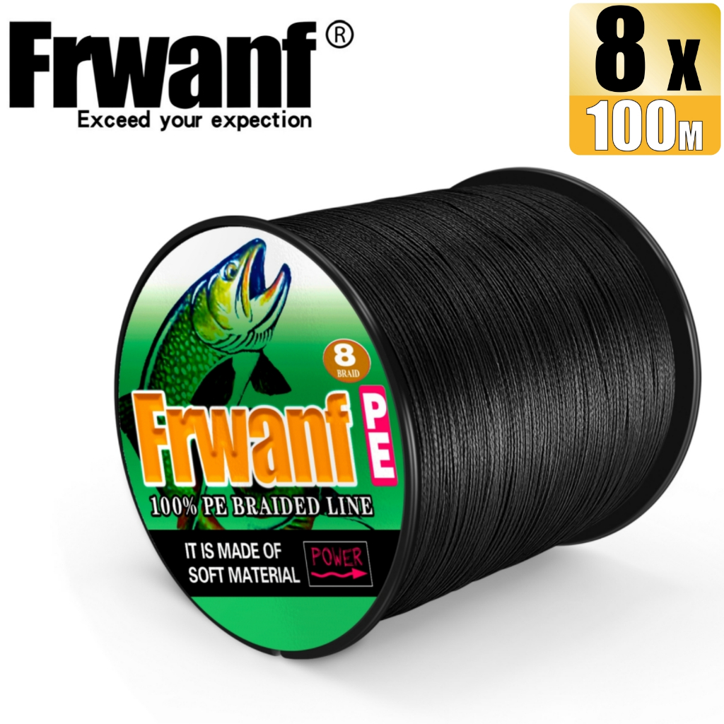 Frwanf สายเอ็นตกปลาถัก PE X8 6-300LB สีดํา 100 ม. 8 เส้น